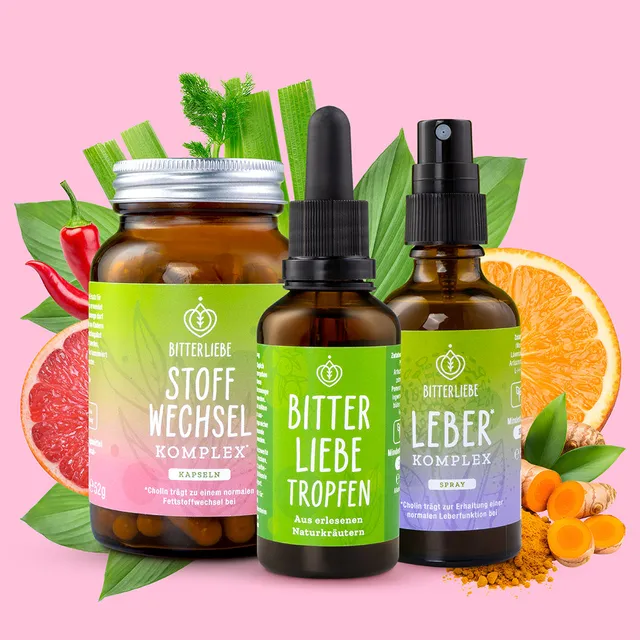 bitterliebe-stoffwechsel-pro-trio-paket-tropfen-50ml-kapseln-90-leber-komplex-50 image 1