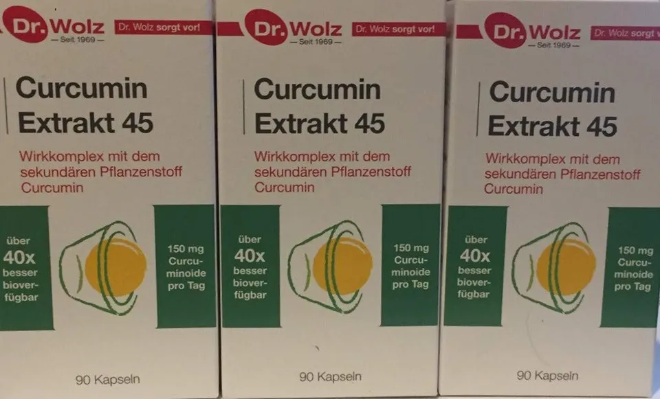 dr-wolz-curcumin-extrakt-45-3-x-90-kapseln-mit-hoch-bioverf-gbarem-curcumin image 1