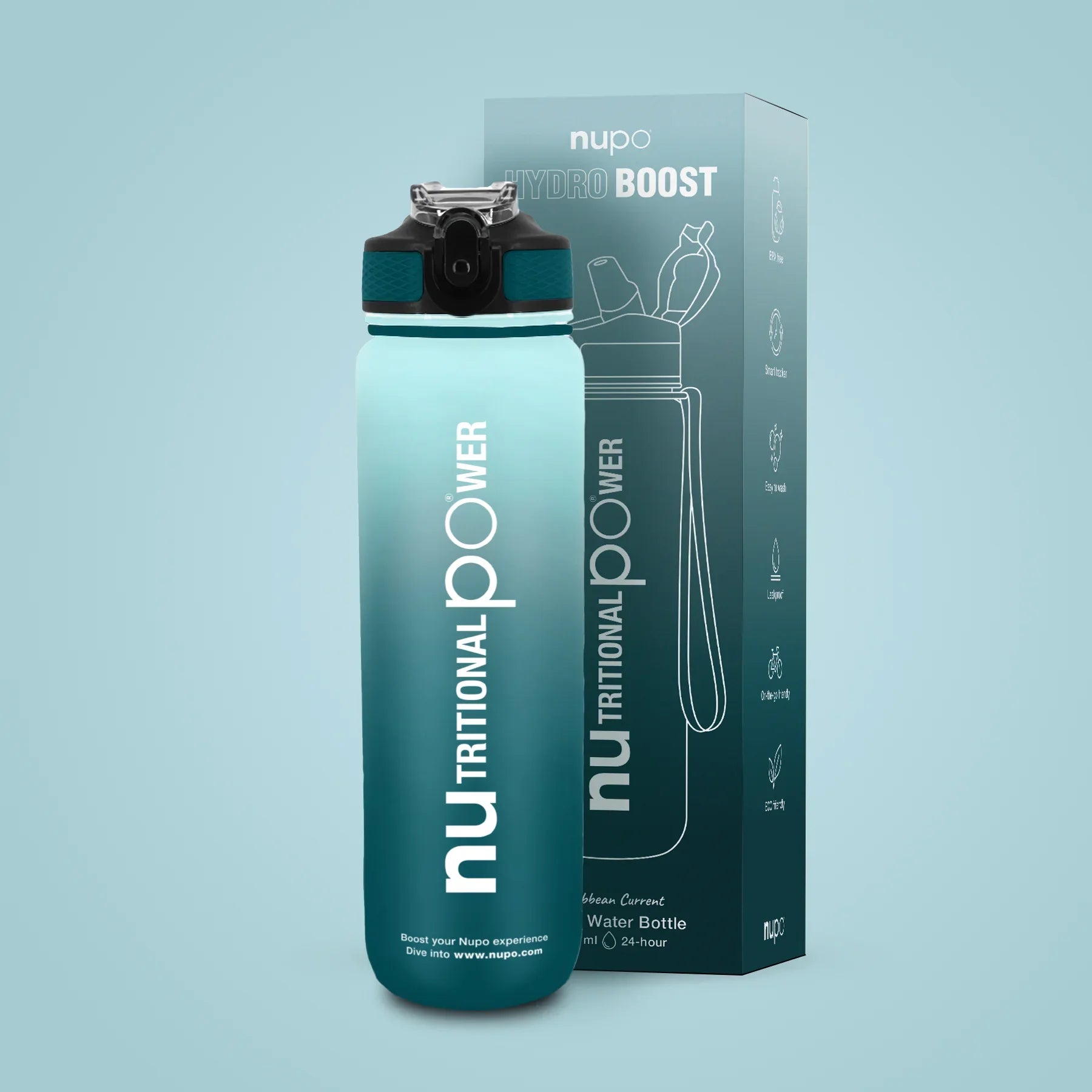 nupo-smarte-wasserflasche-1000-ml-bpa-frei-mit-trinkhalm image 2