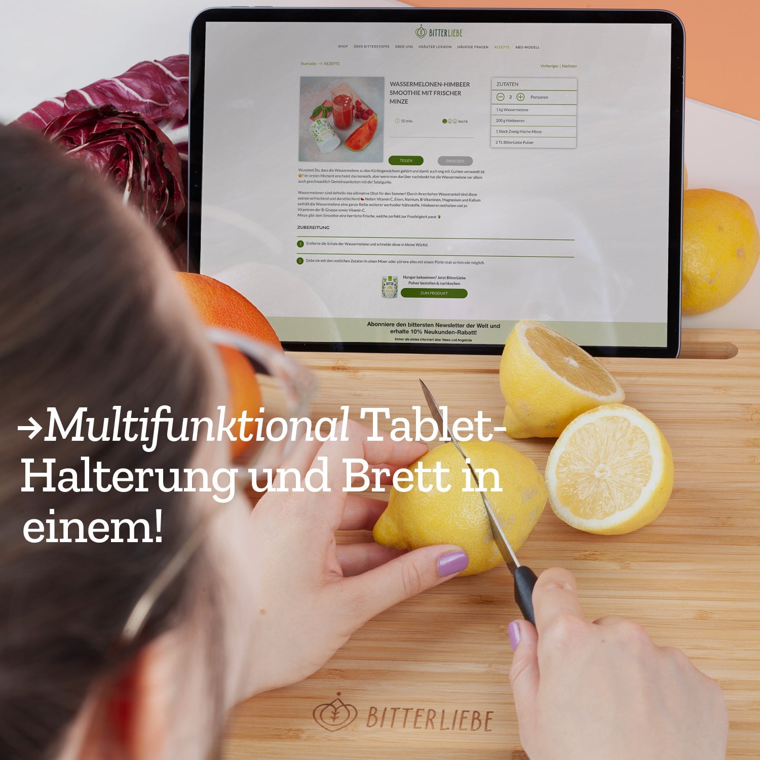 bitterliebe-multifunktions-schneidebrett-bambus-mit-tablet-halter image 2